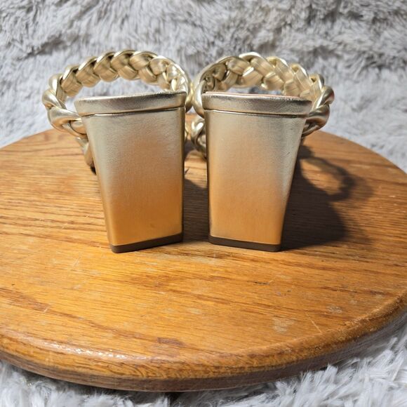 SODA Retro Y2K Womens Size 7.5 Basil Heels Metalic Gold Braided Straps Sandals - Picture 4 of 7